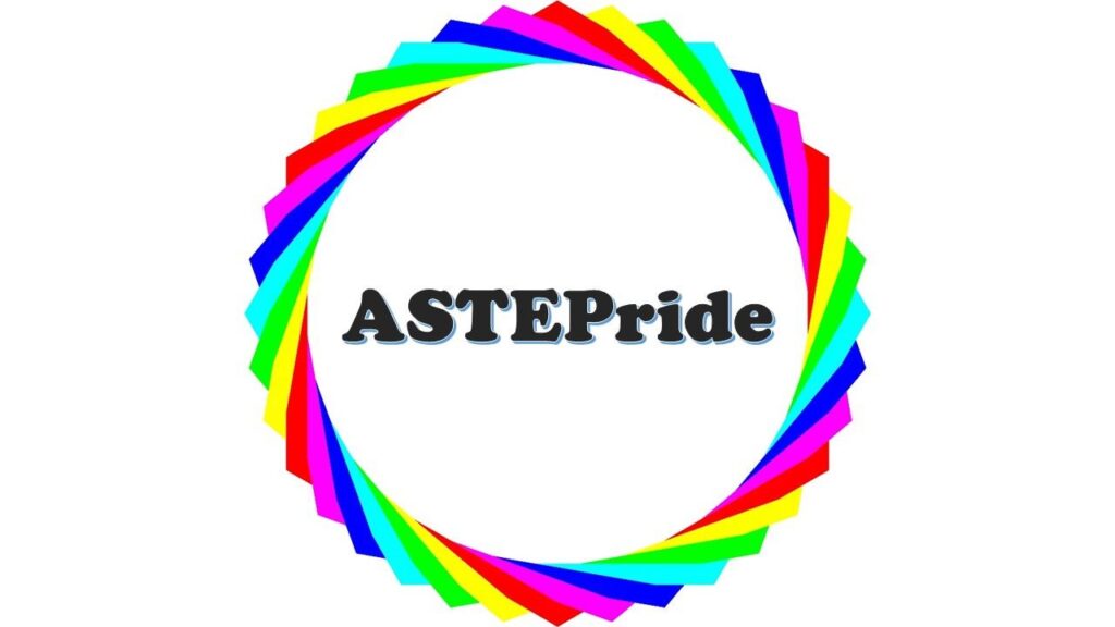 ASTEPride Logo featuring the organization name surrounded by a stepped rainbow circle